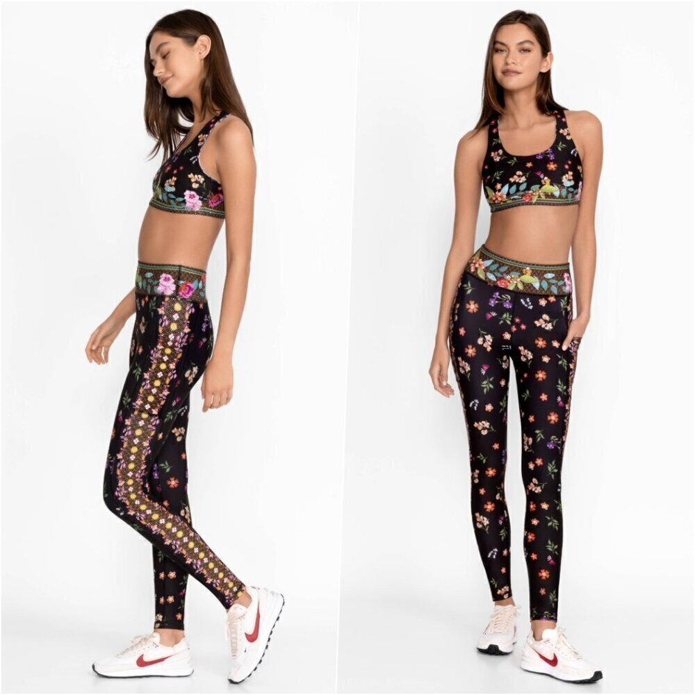 Johnny Was Black Floral Leggings